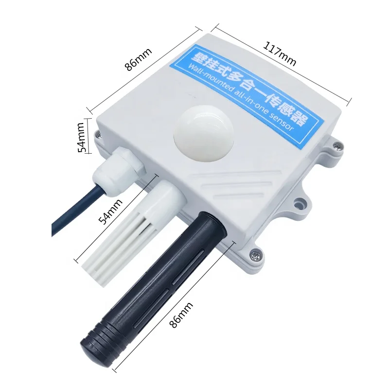 Customized Low Price Indoor Wall Mounted RS485 Air Temperature  Humidity CO2 Illuminance Sensor for Greenhouse