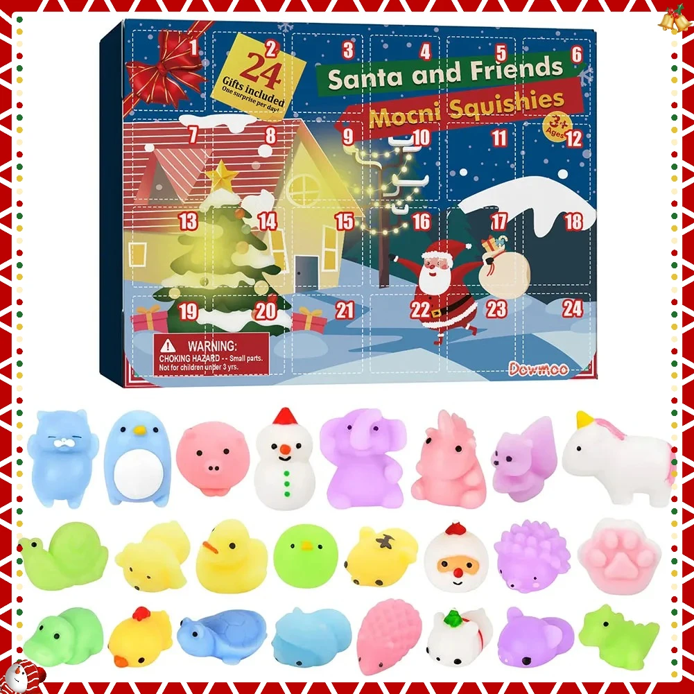 

Christmas Advent Calendar 24 Days Countdown Surprise Blind Box -Squishy Cute Animals For Kids Adult Gifts Christmas Gift Boxes