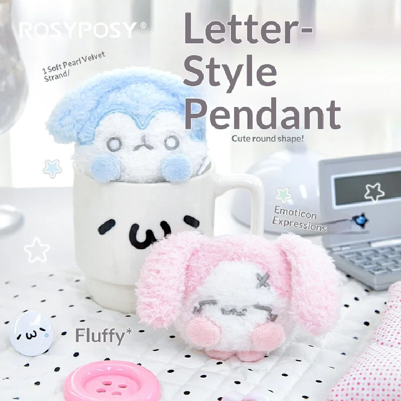 New In Stock Rosyposy Plush Pendant Cute Expression Soft Fluffy Bag Hanging Decor Accessory For Backpack Keychain