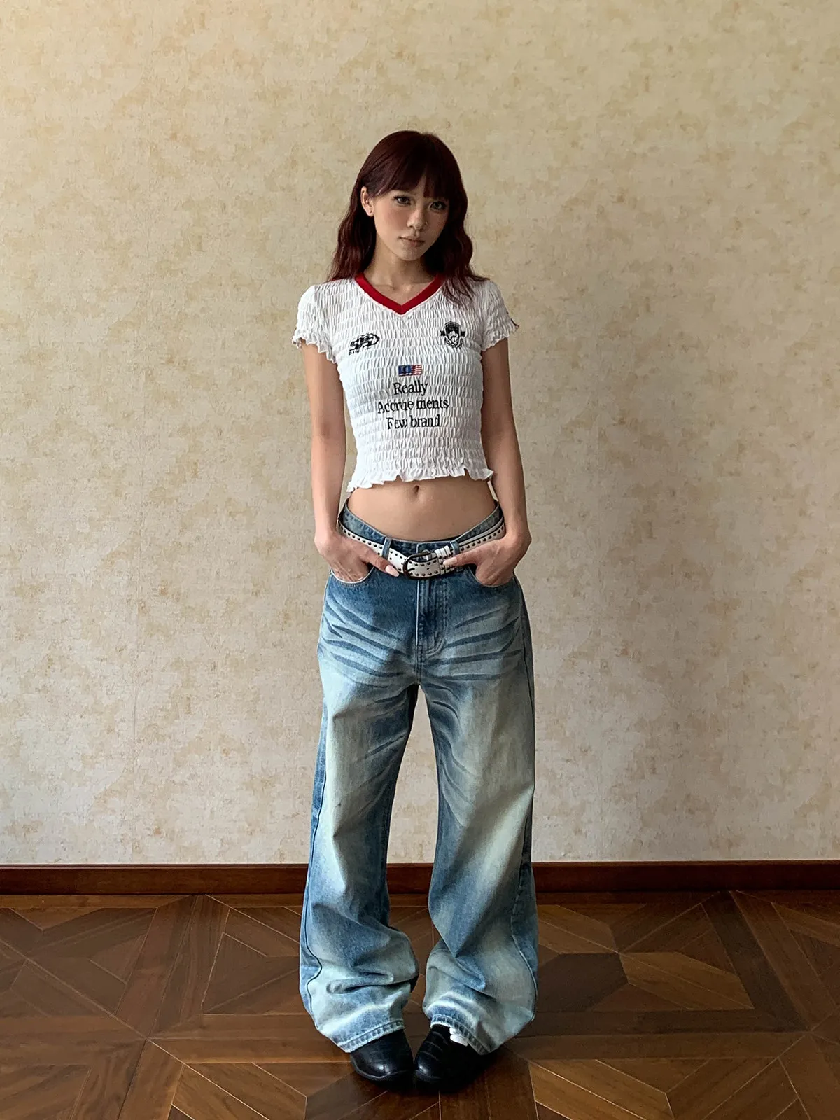 Retro American Washed Denim Jeans Loose Straight Leg Casual Long Trousers for Men And Women Cleanfit Street Style Slimming
