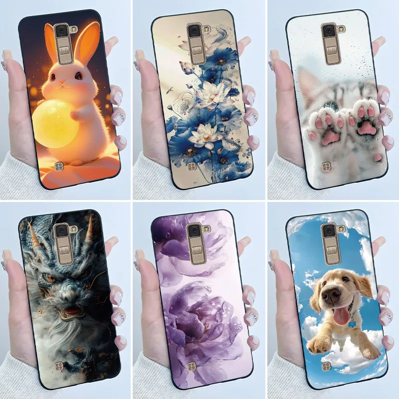 Capa para lg k10 2016, capa super fina à prova de choque, luxuosa, fofa, para meninos e meninas, preta fosca, capa traseira de silicone macio
