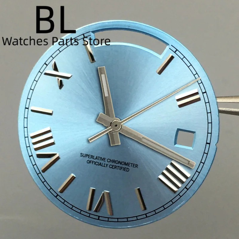 BLIGER 29mm Custom Logo Sunburst Watch Dial Hand Set WithWeek Date Display Function For 8285 Movement Watch Modified Accessories