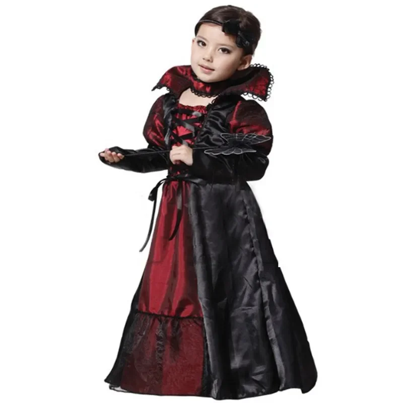 2025 New Vampire Queen Costumes Cosplay Girls Boys Kids Halloween Carnival Party Dress Couple Clothing AA