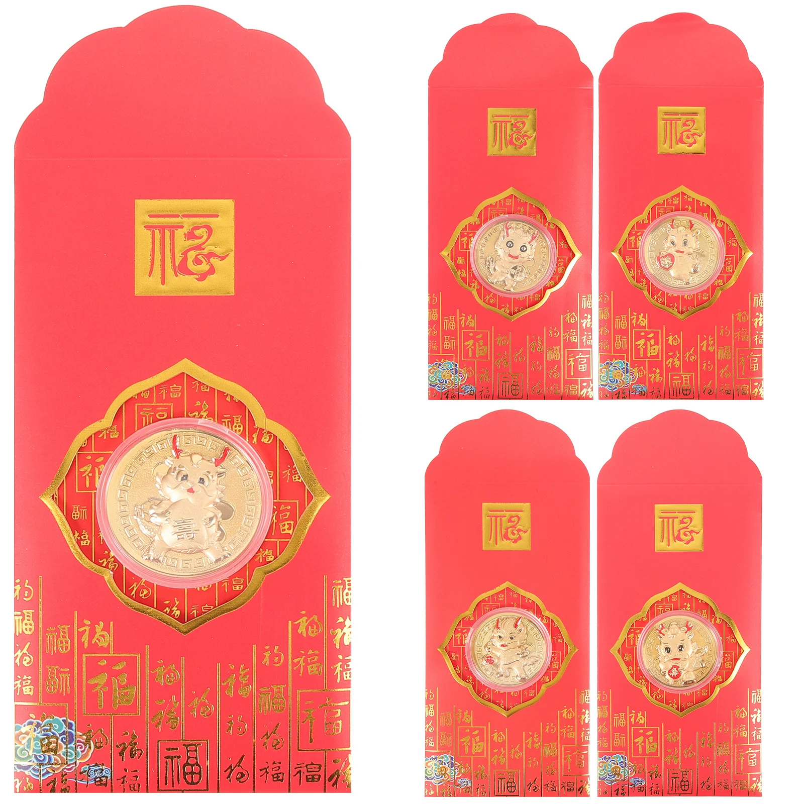 

5Pcs Chinese New Year Red Envelopes Paper Year of Dragon Spring Festival Cash Packets Lucky Gift Packet Red Envelopes Chinese