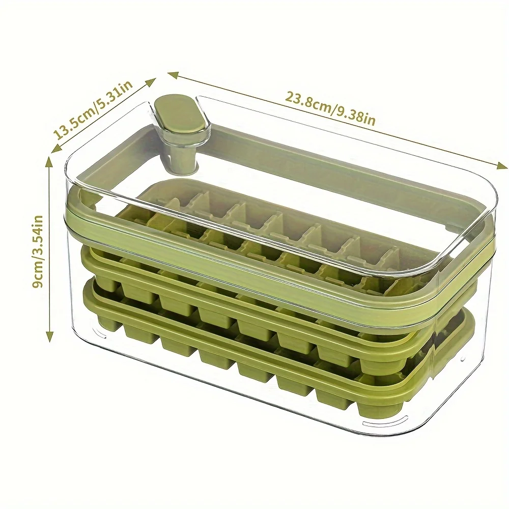 1pc, Ice Cube Molds & Trays, 2 Layers/64 Grids Ice Cube Mold, Freezer Ice Tray With Lid, Easy Release Ice Cube Mold, Ice Cube Bo