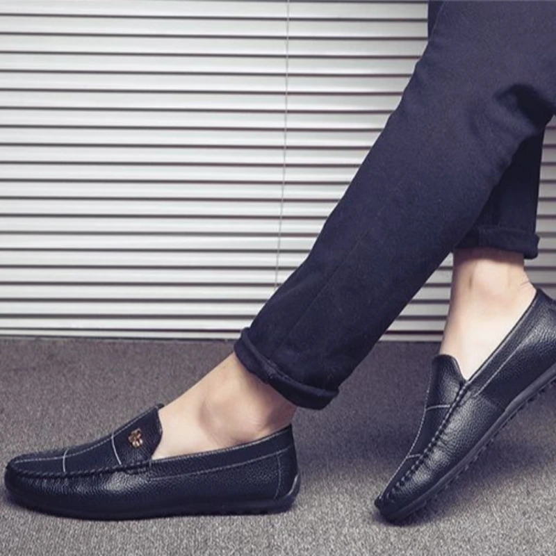 2026 Spring Summer Men Trendy Korean Style Driving Loafers Slip on Casual Leather Business Shoes Fashion Comfortable Footwear