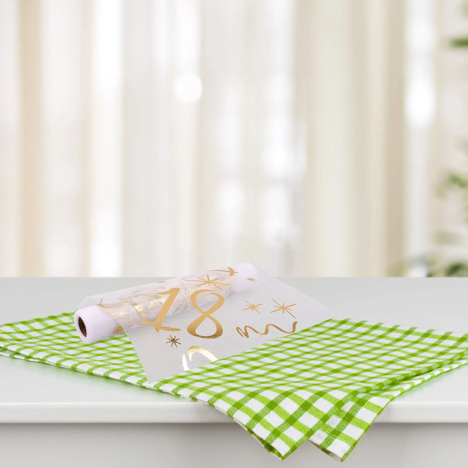 

Runner 18th Birthday Decor Long Foil Mesh Star Cover Party Supplies Gold Disposable Metallic Anniversary