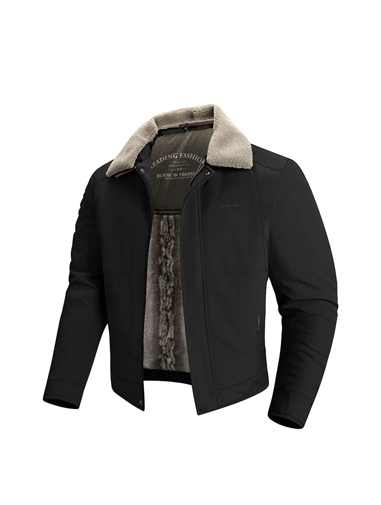 Winter Thick Warm Cotton Jacket Men Business Casual Faux Fur Lapel Collar Fashion Comfort For Elderly Fathers Daily Casual