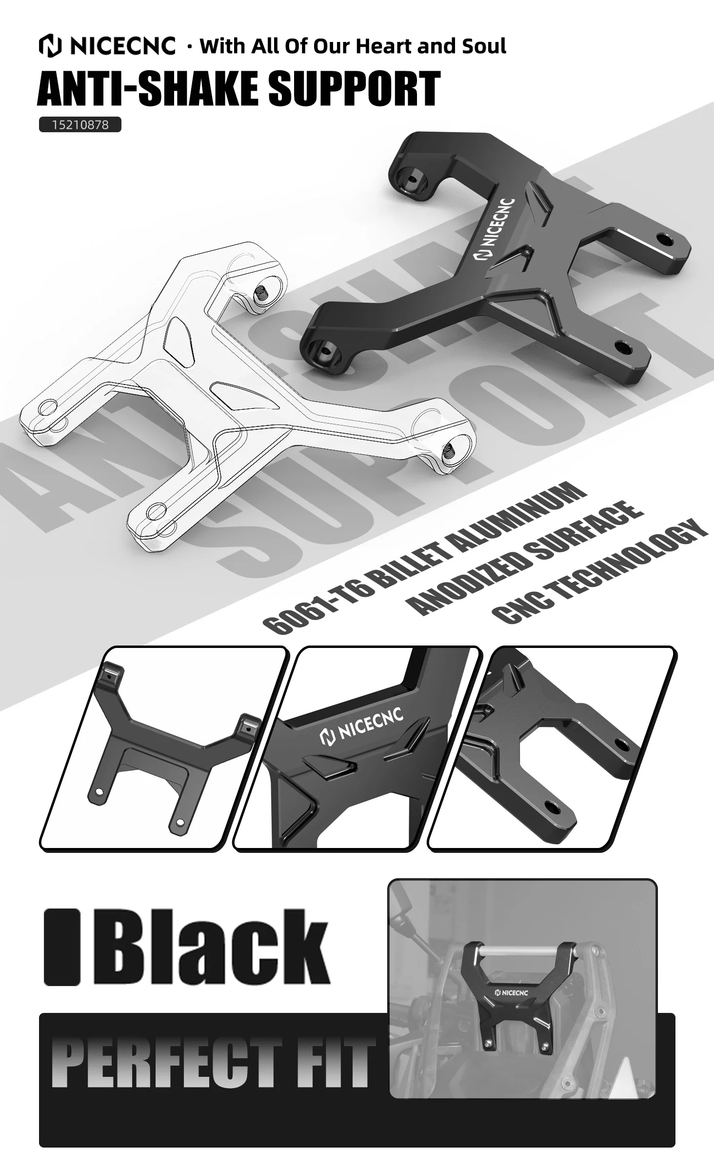 Für Yamaha Tenere 700 /XTZ700 2019-2023 2022 2021 2020 NICECNC Anti-Vibrations-Halterung Armaturenbrett-Stabilisator 12MM GPS-Halter Lenkerklemme – Detail 1