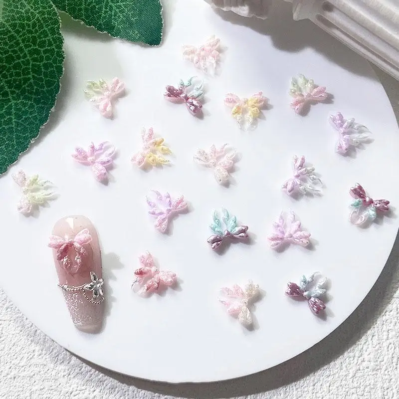 

50 шт., красочные ленты с бантом, подвески для ногтей, 3D смоляный бант, украшения для дизайна ногтей, очаровательные украшения для ногтей, сделай сам, маникюр, классический аксессуар