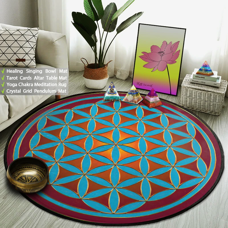 

Energy Cosmic Halo Round Rug Flower Of Life Yoga Meditation Mat Trippy Galaxy Carpet Sacred Planet Geometry Crystal Pad Dropship