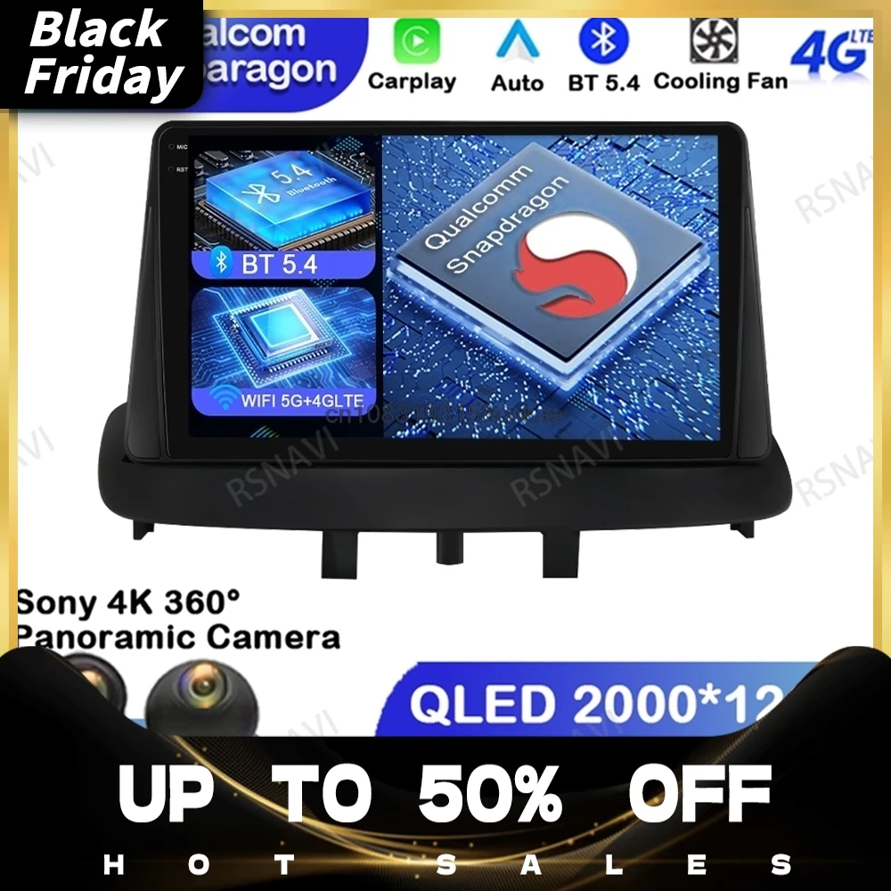 Android 15 For Renault Megane 3 Fluence Samsung SM3 2008 - 2014 Qualcomm Head Unit DVD Multimedia BT Viedo Player Car Radio QLED