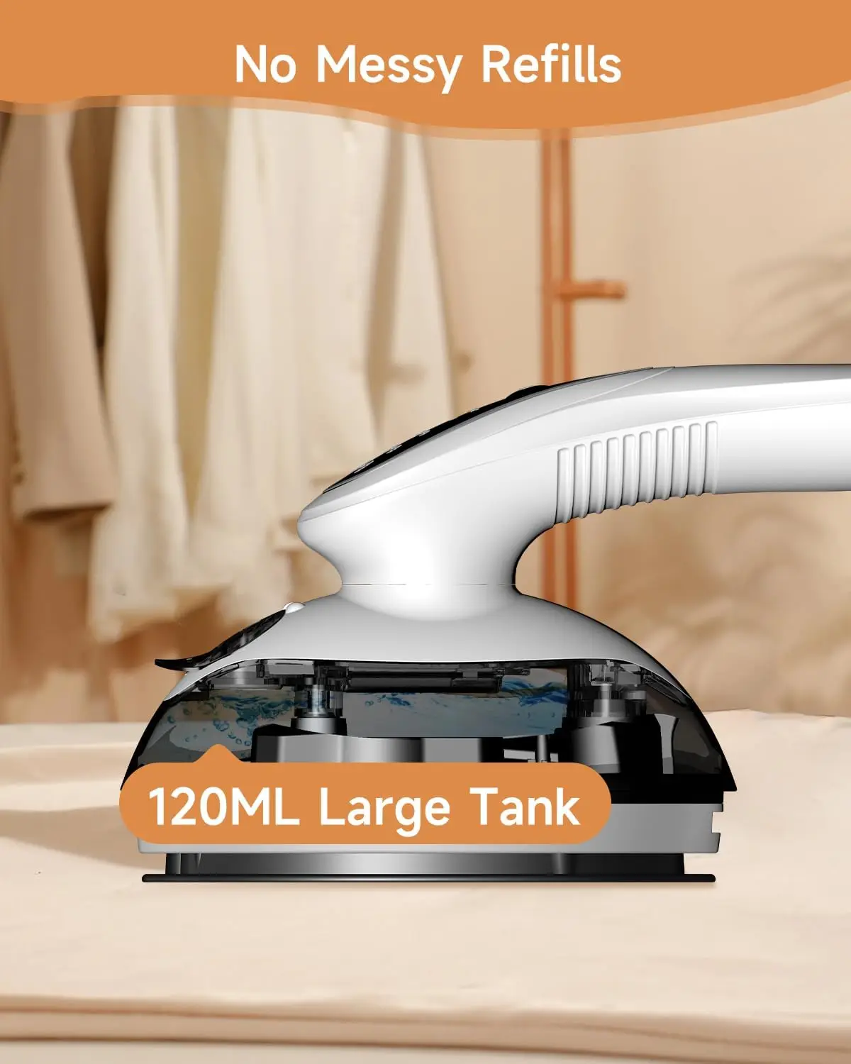 Portable 1100W Steam Iron, 20g/min, 120ML Tank, Fast Heat Up, Ceramic Soleplate, 5.8FT Cord