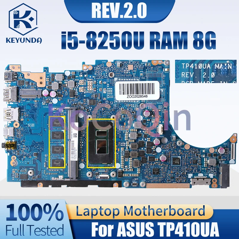 For ASUS MJ401TA Notebook Mainboard REV.2.0 SR3LA i5-8250U RAM 8G Laptop Motherboard Test