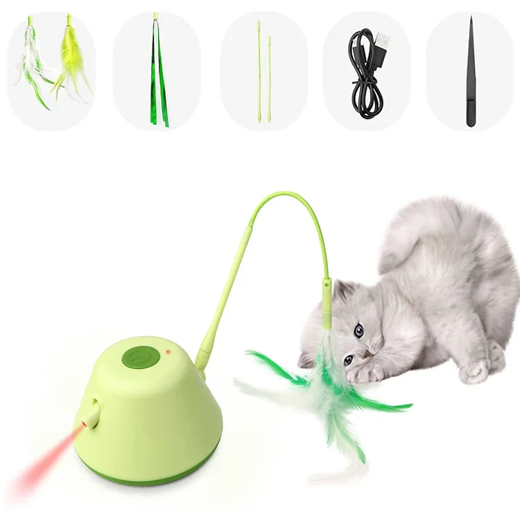 Ready-to-ship New Led Light Electric Cat Toy Smart Usb Rechargeable Feather Teaser Wand Cat Pet Supplies