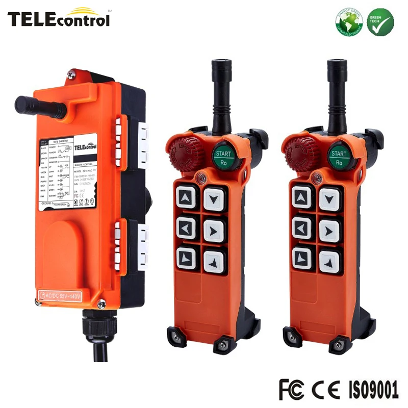 Telecontrol 6 single speed channels pushbuttons overhead crane hoist industrial wireless radio remote control F21-E1
