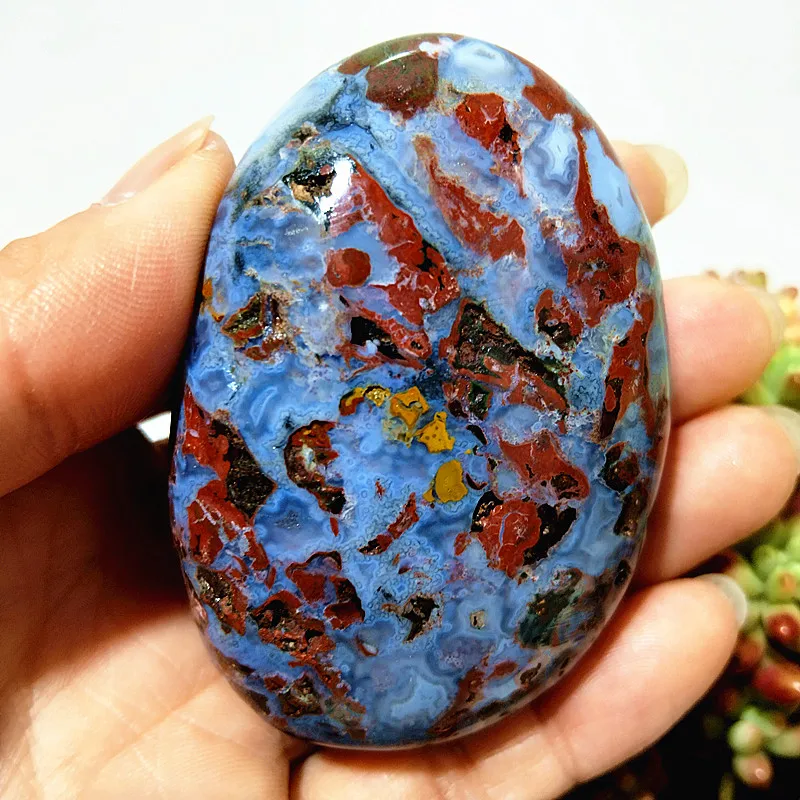 Natural Stone Beautiful OceanJasper Palm Stone Witchcraft Spirit Meditation Energy Cure Feng Shui Crystal Room Decoration - Image 3