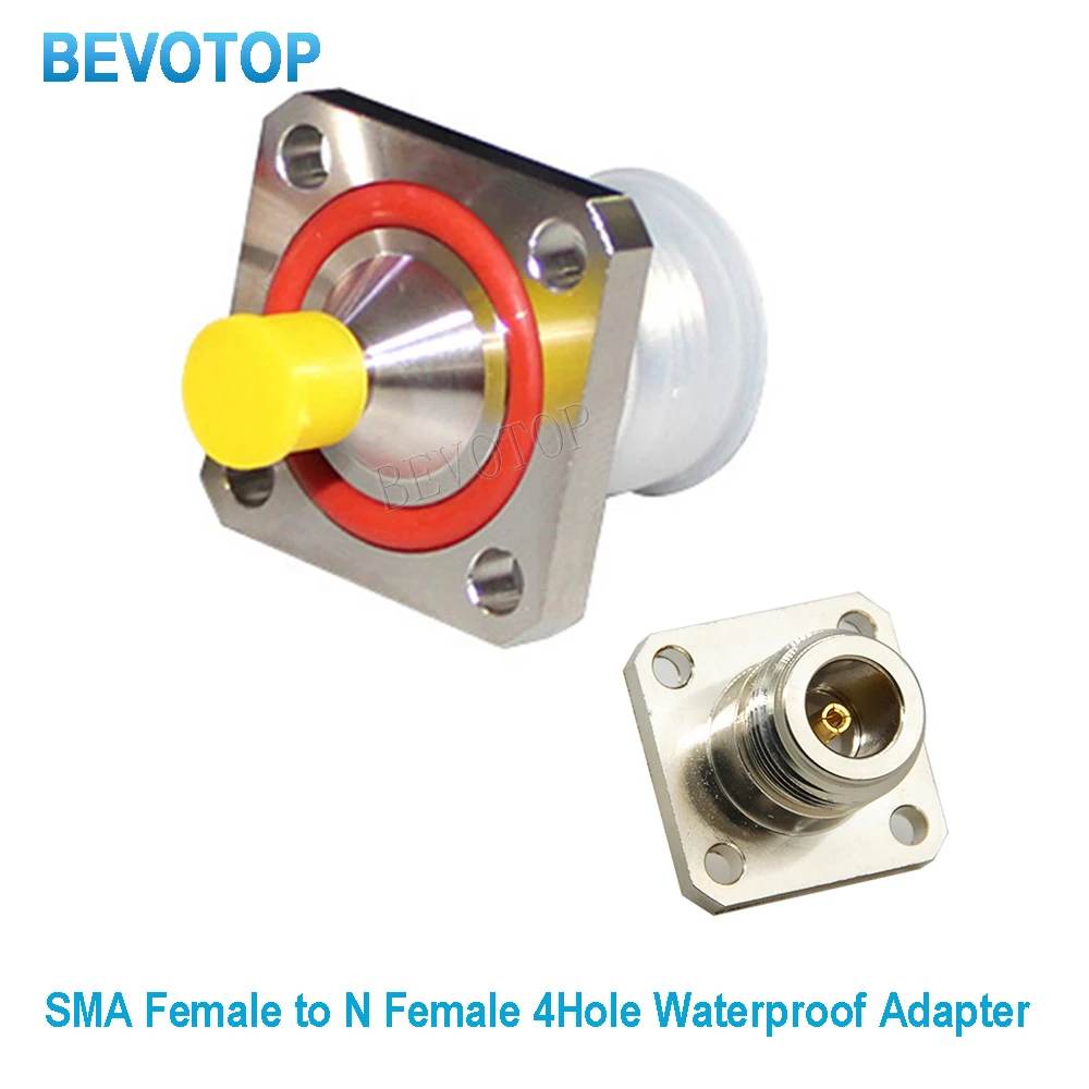 50PCS/lotN Female to SMA Female Waterproof Adapter 4- hole Square Flange Panel Mout RF Coaxial SMA to N Adapter Connectors