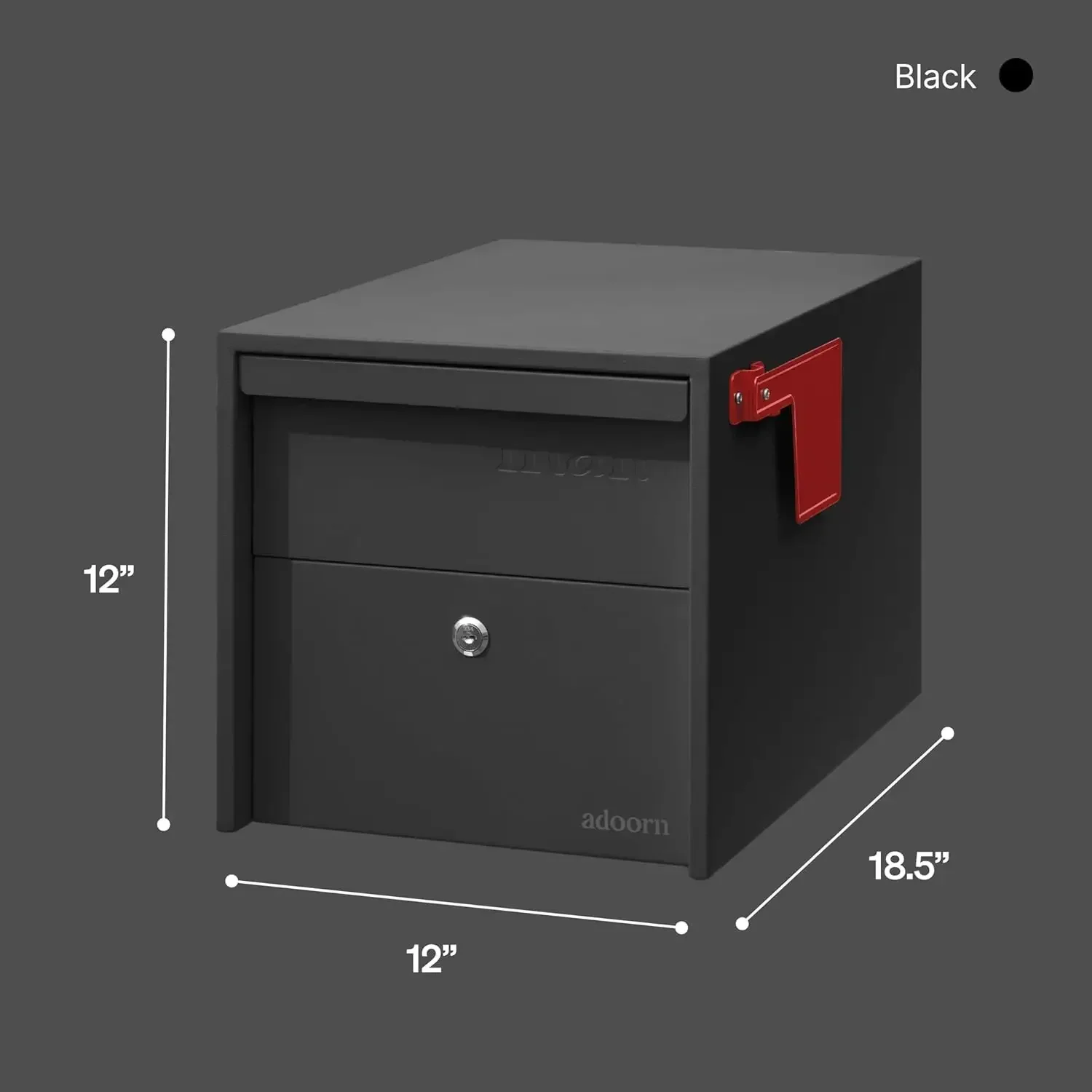 Lockable Post Mount Mailbox | Small (Black), Size 12 x 12 x 18.5 (HxWxD) Anti-Theft Locking Mailbox with 2 Keys, Modern Mailbox