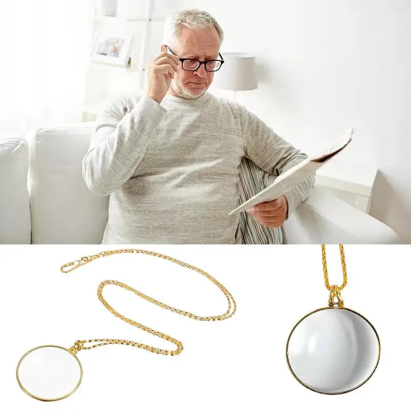 Magnifying Glass Reading Glasses Pendant Jewelry Optical Magnifier with Chain Necklace Neckglasses Portable Monocle Dropshipping