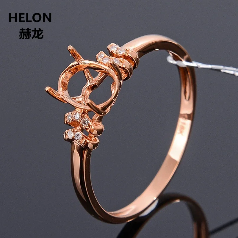 Solid 10k Rose Gold Natural Diamonds Wedding Ring 5x7mm Oval Cut Semi Mount Engagement Ring Yellow Rose Gold Optional