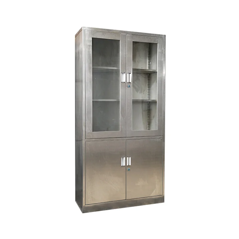 

Hospital Medical Equipment Clinic Stainless Steel Lockable Storage Surgical Instruments Cabinet With Glass Door