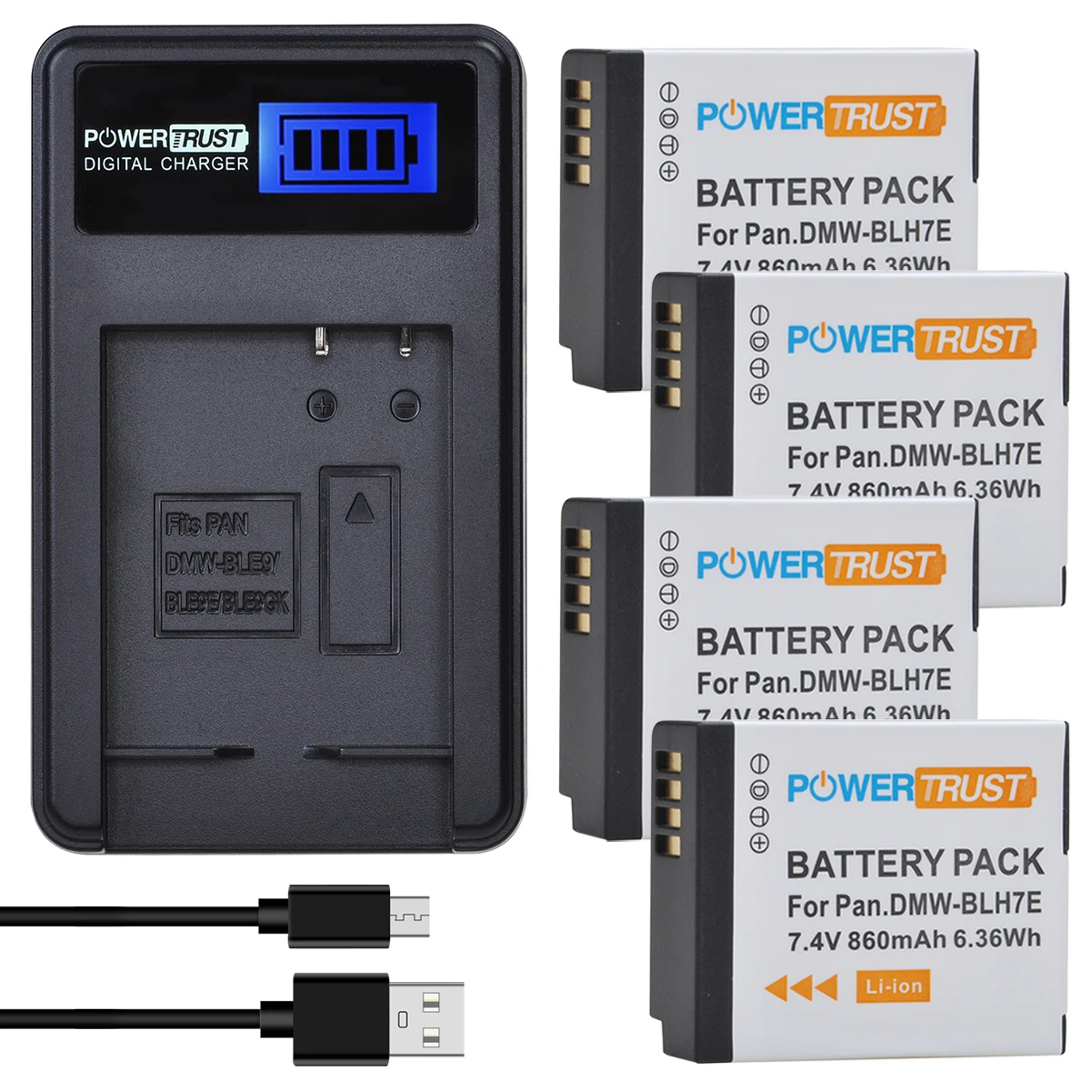 

PowerTrust Lithium Battery 860mAh DMW-BLH7 DMWBLH7E Battery and Charger for Panasonic Lumix DMW-BLH7PP DMC-GM5 GM1 GF7 LX10