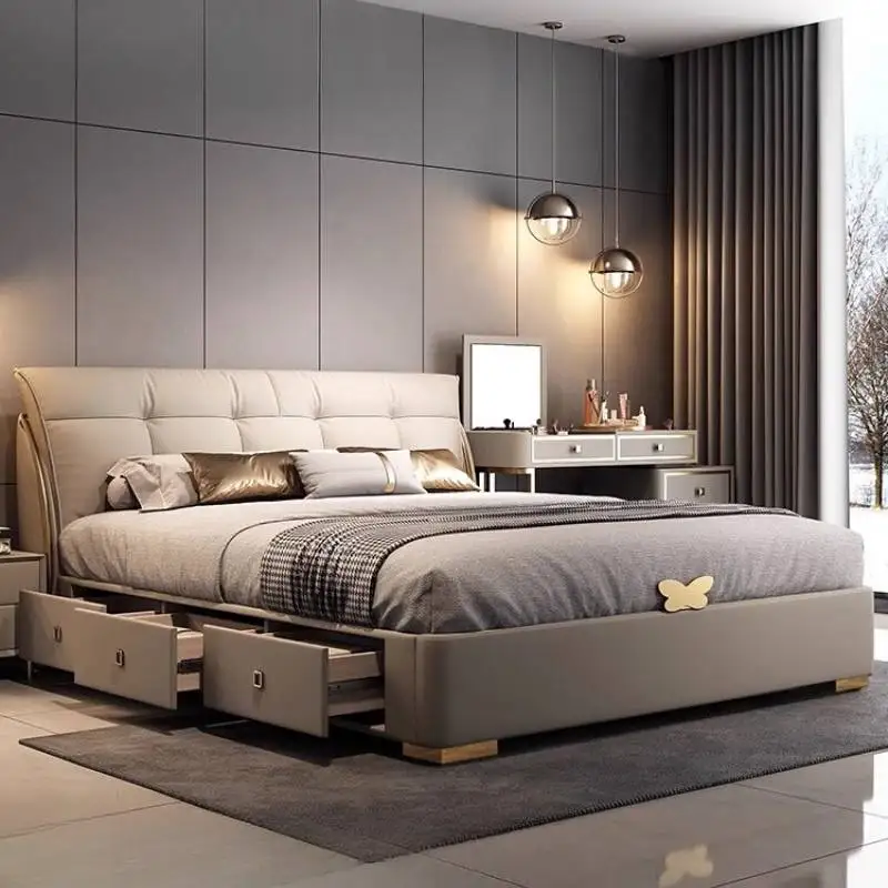 Base Elegant Double Bed Cheap Couples Vintage Japanese Storage Double Bed Luxury Modern Luxury Camas De Dormitorio Furniture