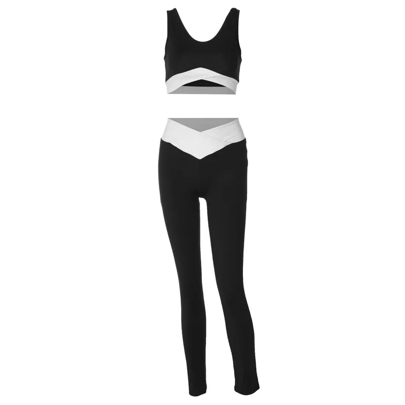 Summer New Sexy Tight Elastic Tank Top Casual Pencil Pants Two Piece Set Fashion Women's Sports Set Outfits