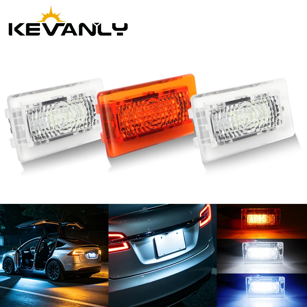 2PCS Car Rear LED License Number Plate Light High Brightness Amber Ice Blue White Color Suitable For Tesla Model X S 3 Accessory