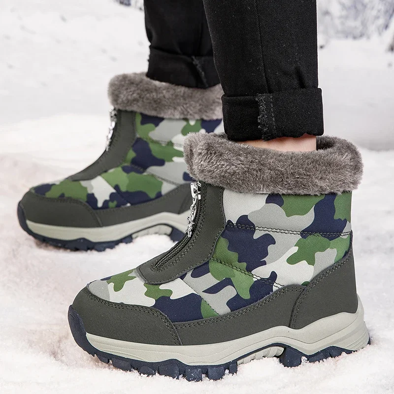 New Winter Children Shoes Plush Waterproof Fabric Non-Slip Girl Shoes Rubber Sole Snow Boots Fashion Quilted Warm Outdoor Boots