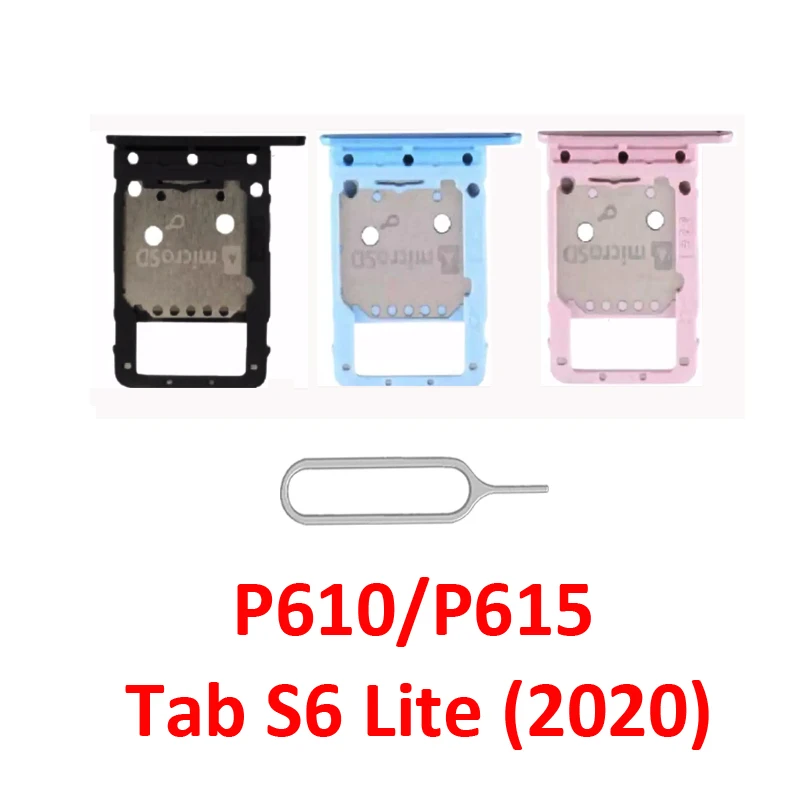 For Samsung Galaxy Tab S6 Lite 2020 P610 P615 Phone New SIM Chip Micro SD Card Tray Holder Slot Pocket Grey Blue Pink