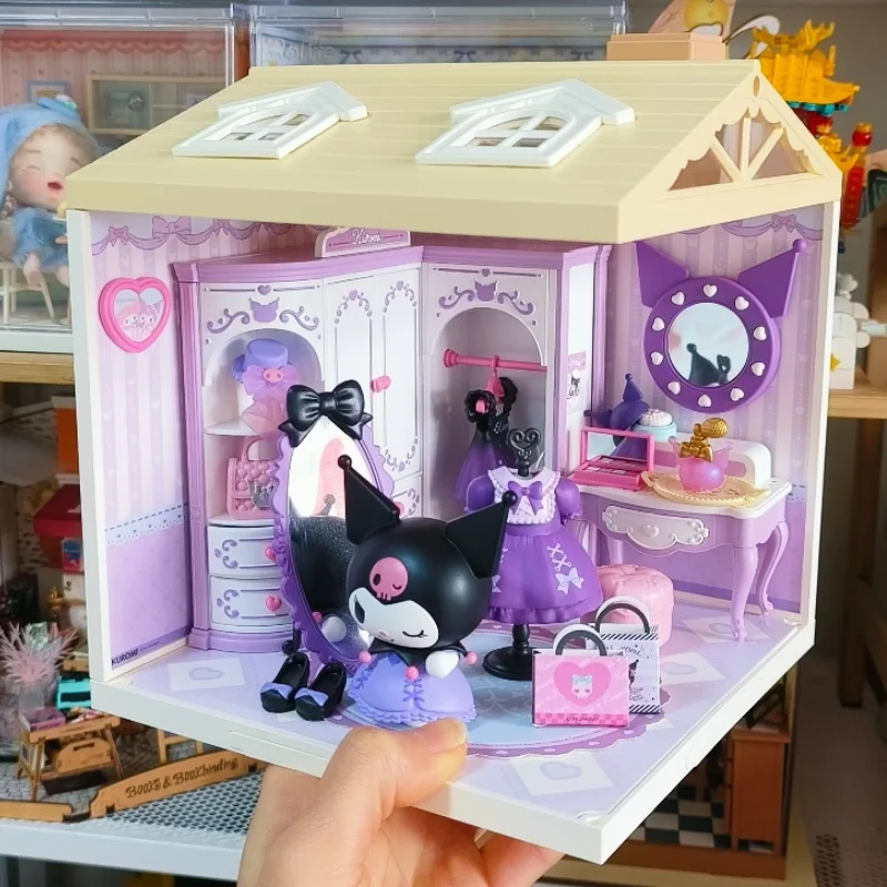 Rolife Sanrio Super World Building Blocks Kuromi My Melody Assembled Model Toy Cinnamoroll Hello Kitty Desktop Ornament Gift