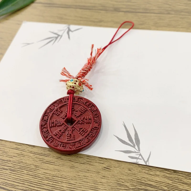 Purple Gold Sand Cinnabar Taoist Ornament Mountain Ghost Flower Pendant Necklace Inlaid Low Content