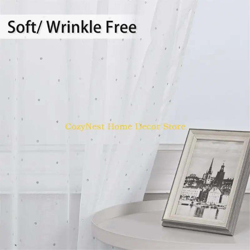 92MF Light Adjusting Privacy Curtains 1Panel White Sheer Drape for Bedroom or Living Room