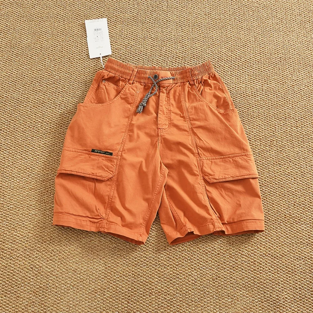 Summer Men's New American-style Heavy-duty Retro Stretch Woven Work Shorts And Casual Capri Pants
