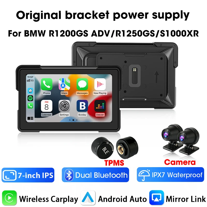 7 "Carplay Scherm Voor BMW R1200GS ADV/R1250GS ADV/S1000XR Motorfiets Navigatie GPS Draadloze Android Auto BT IPX7 Waterdicht