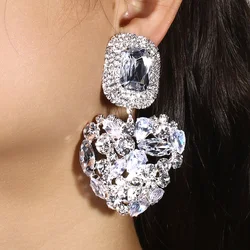Stonefans Shiny Rhinestone Heart Dangle Earrings Luxury for Women Fashion Jewelry Square Earrings Statement 2024 Designer Y2k
