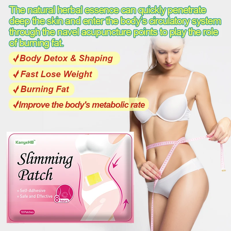 10pcs=bag Fat Burning Weight Loss Patch Belly Button Slimming Patches Effective Weight Loss Detox Accelerate Metabolism W003