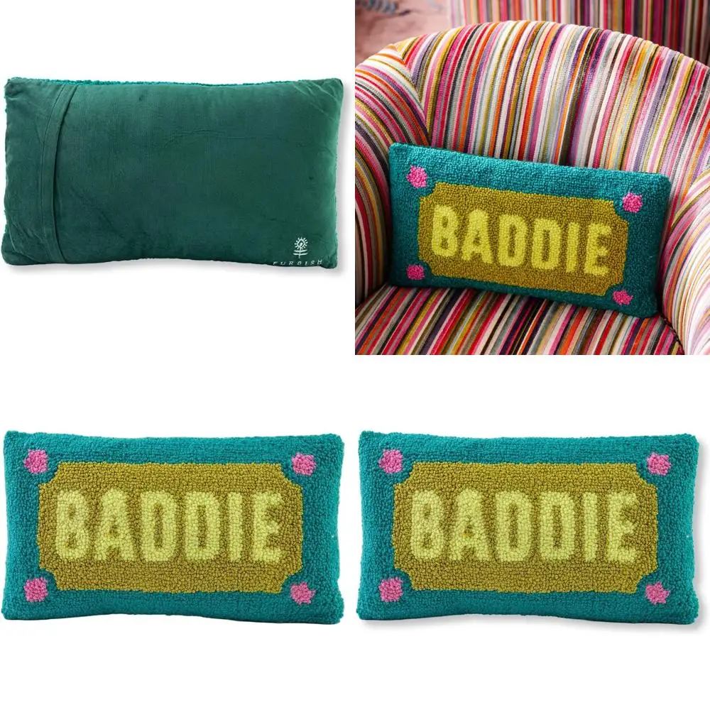 

Вышитая декоративная подушка с надписью «Baddie», 9x16 дюймов, идеально подходит для гостиных, диванов, кушеток и кроватей.