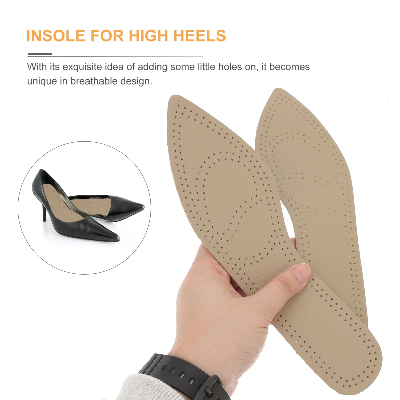 

2 Pairs Insoles For Heels Breathable Flexible Durable Shoe Pads Detachable Anti-Slip Inserts For High Heels Foot