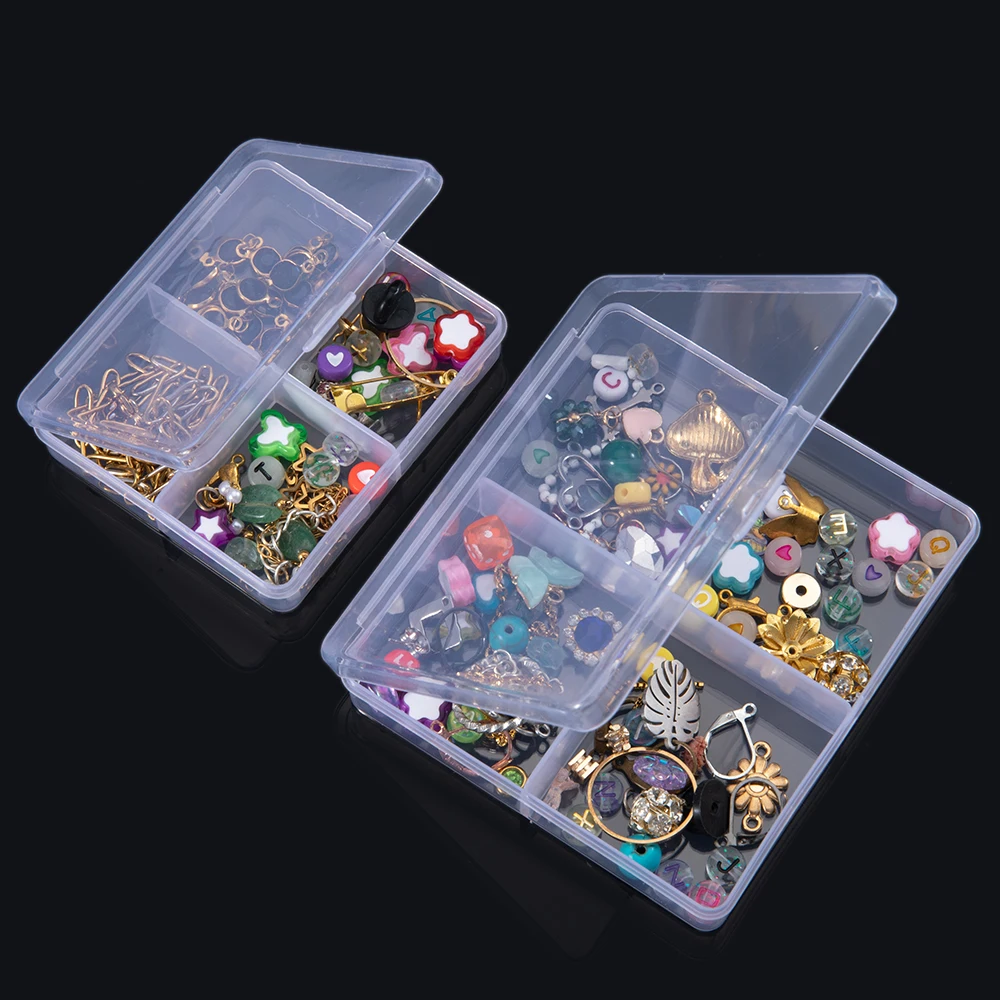 

Square Rectangle 2/4 Grids PP Storage Box Mini Transparent Plastic Case Container Packaging Box for Jewellry Beads Small Items