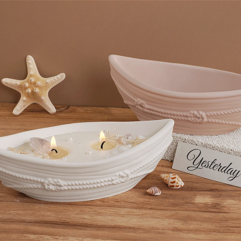 

1pc Silicone Boat Shaped Candle Mold DIY Resin Gypsum Cement Casting Solid Tray Jewelry Storage Bowl