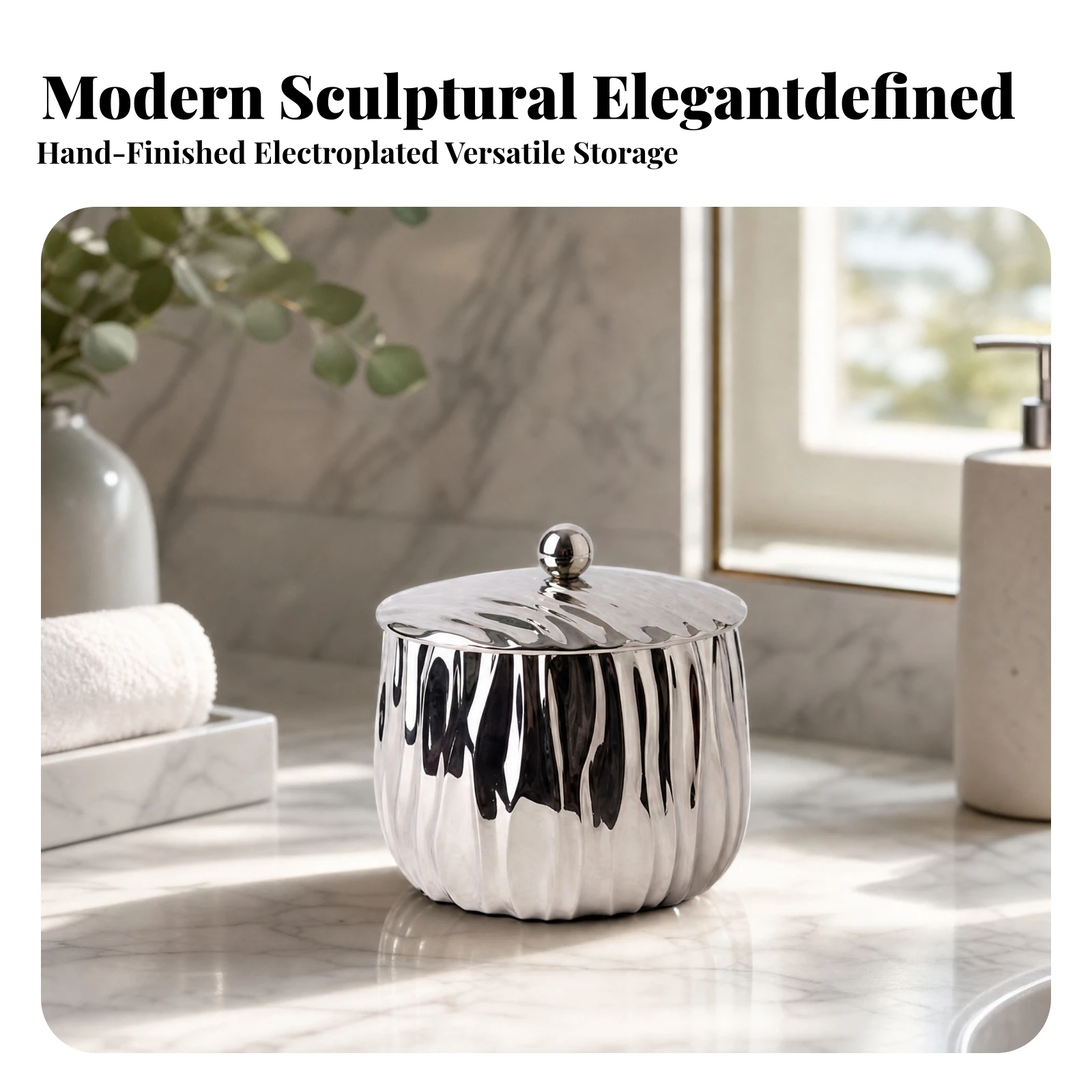 Aluminum Storage Jar Textured Storage Jar with Lid Bathroom Canister Decorative Modern for Vanity, Countertop