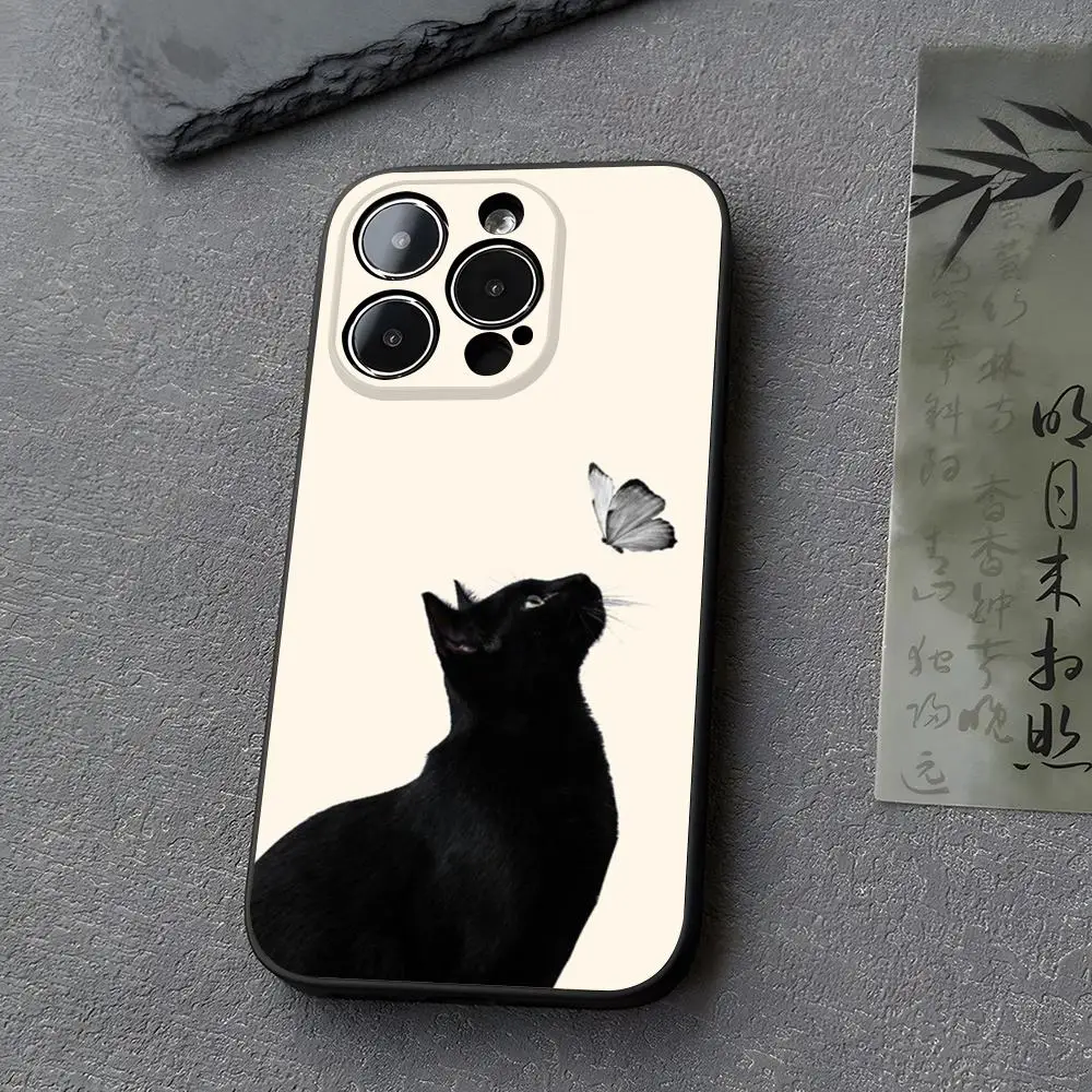 Cartoon Cat Painting Phone Case for iphone 14 13 11 15ProMax 12 Pro Xs Max Mini Xr X 7 8 6 6s Plus Funda Covers