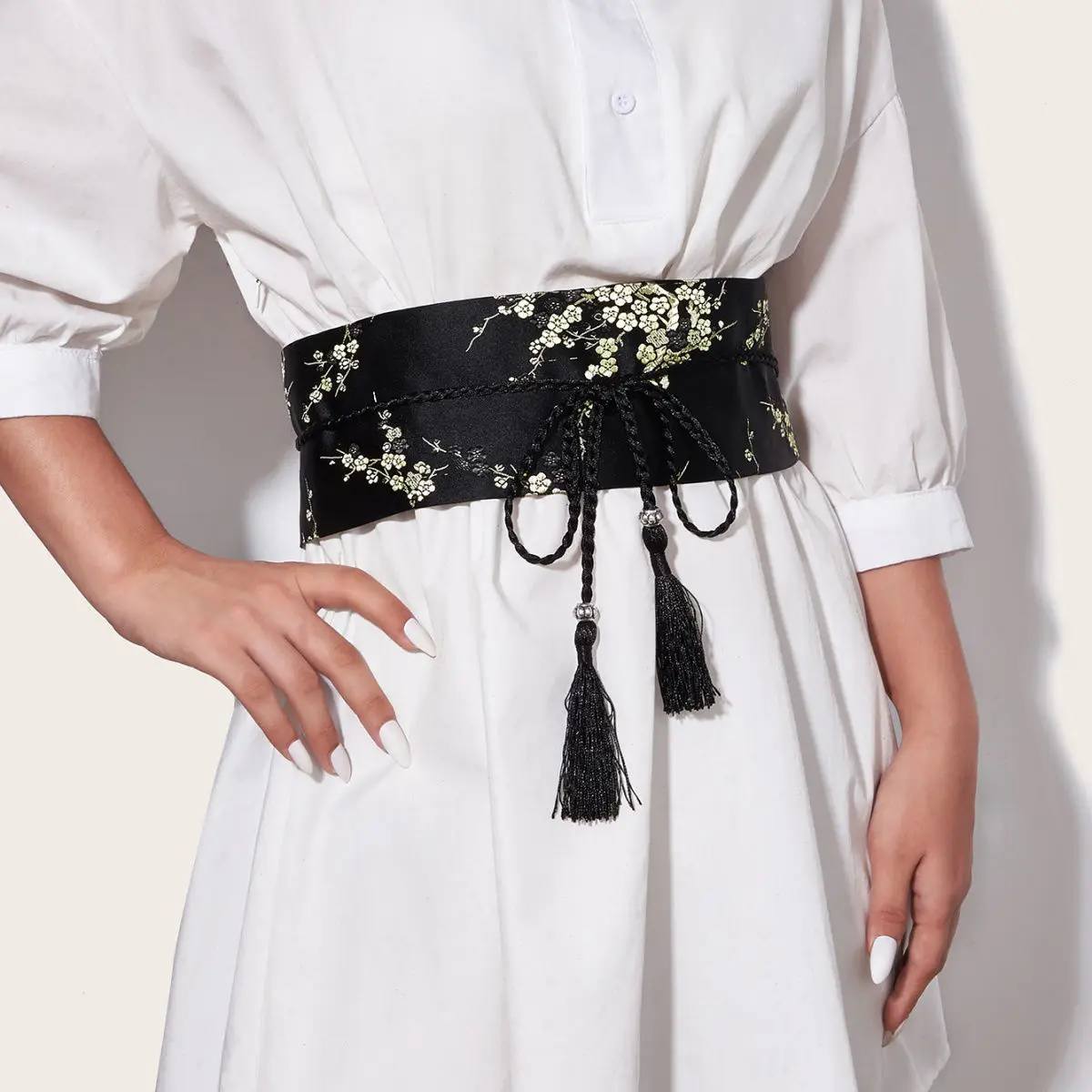 Women Fabric Tie Waist Belt, Wide Wrap Sash, Simple Decorative Waistband, Versatile for Dress, Blouse and Hanfu Outfits