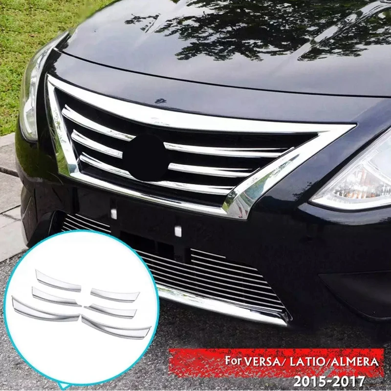 Car Front Mesh Grille Bumper Cover Trim for Nissan Versa Latio Almera 15-17