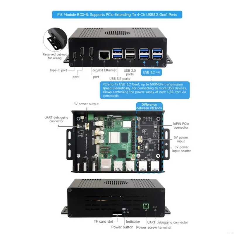 إطار الألمنيوم C90F للكمبيوتر المصغر الذي يدعم 4 قناة USB التوسع