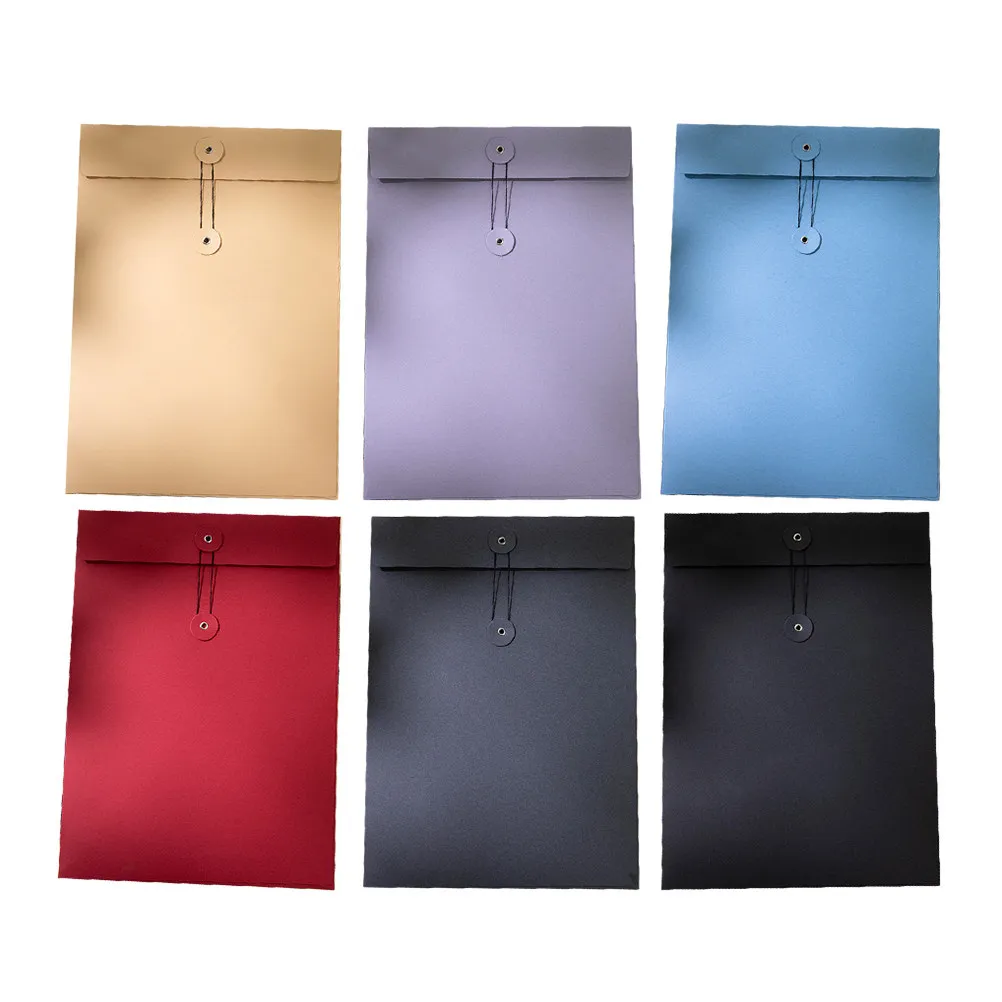 

6Pcs File Organizer Pouch Document Holder Office School Paper Storage Kraft String Button Folder Receipt Organizer Large