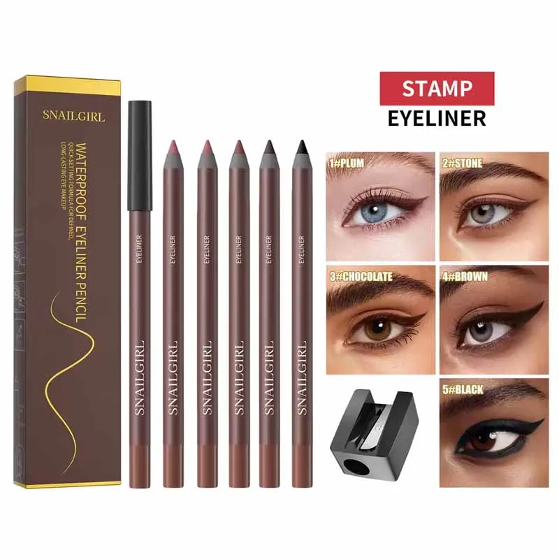 قلم تحديد عيون 7 ألوان مع مبراة قلم رصاص |   نسيج ناعم |   لمسة نهائية مطفية |    طويلة الأمد، مقاومة للماء، ومقاومة للتلطخ